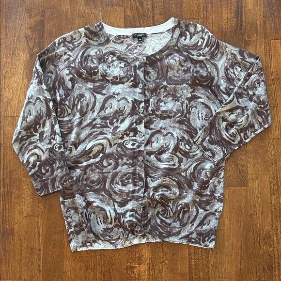 Talbots Sweaters - Talbots Marino wool blend floral print cottagecore cardigan women’s L